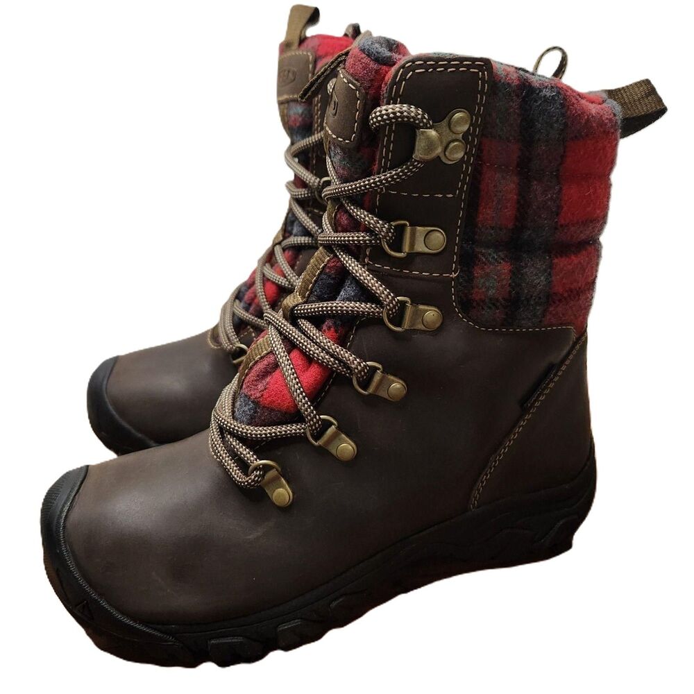 Keen Greta Waterproof Boot Women’s 6 Brown Red Plaid Insulated Winter Boot